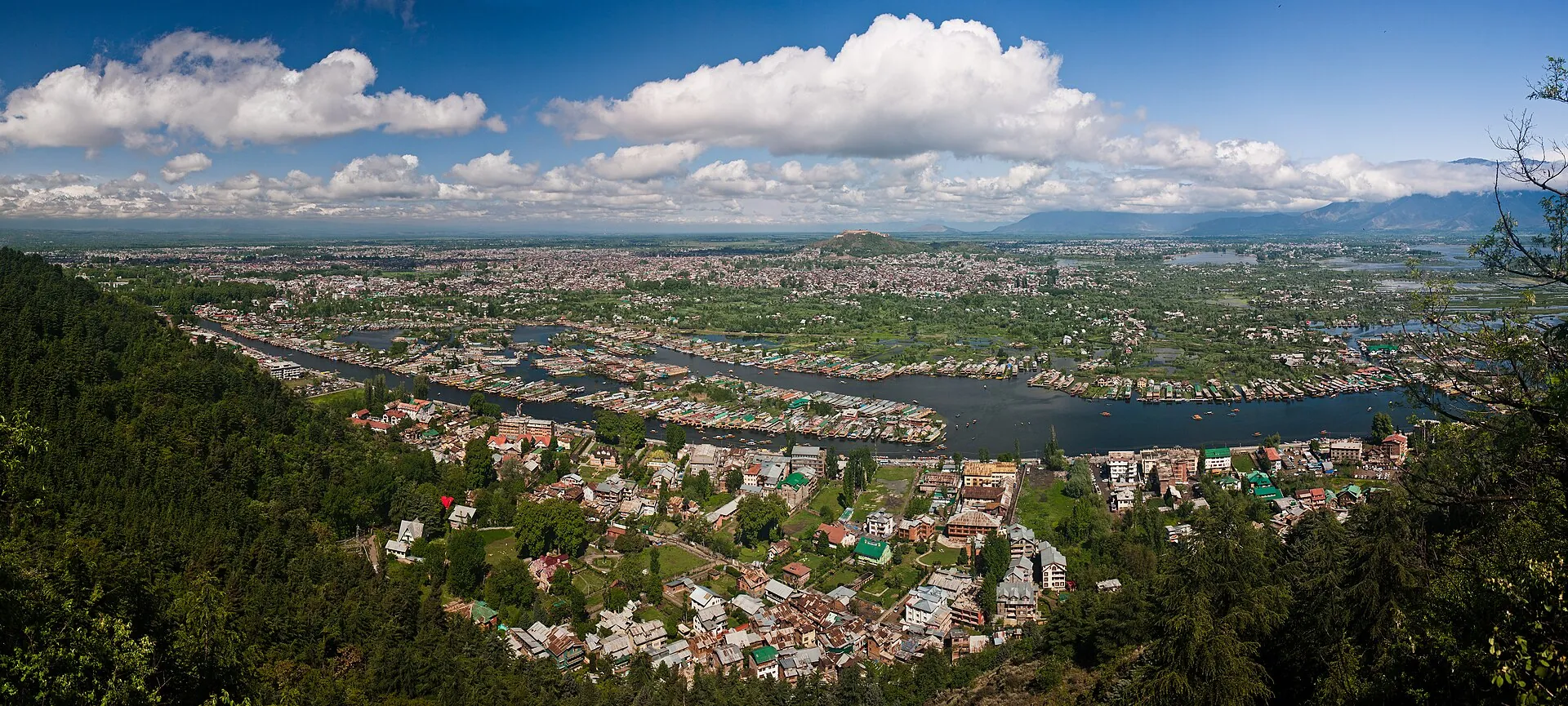 Panorama of Srinagar, Dal Lake and the Zabarwan mountains